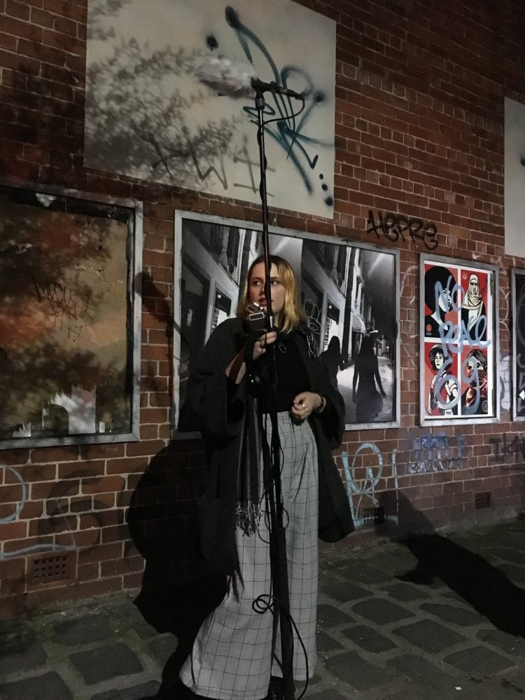  This is me listening to the audio in the alley. 