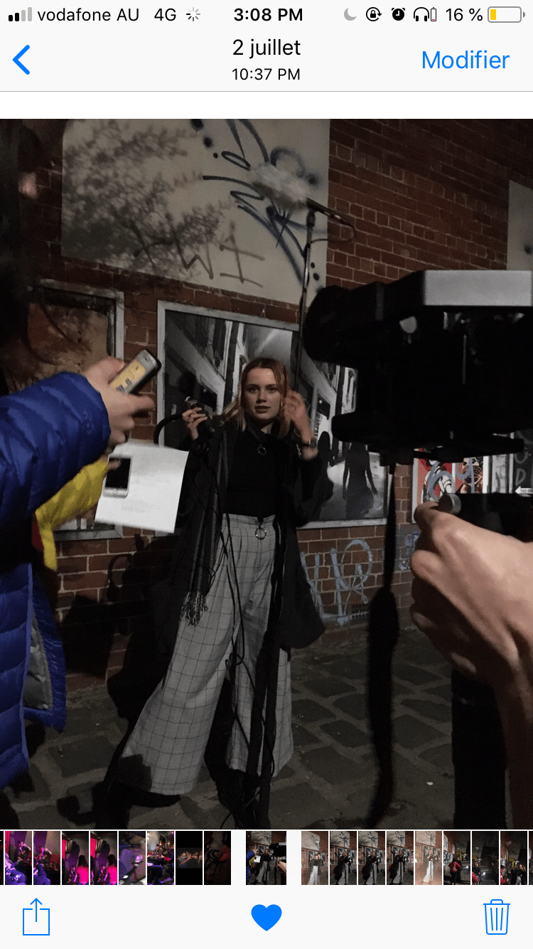  This image shows the big LED light (on the left) and the mic set-up we had on the second day. 